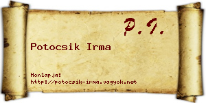 Potocsik Irma névjegykártya